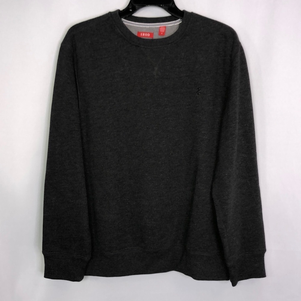 IZOD Men Gray VTG Sweatshirt Ribbed Collar Long Sleeve Size M